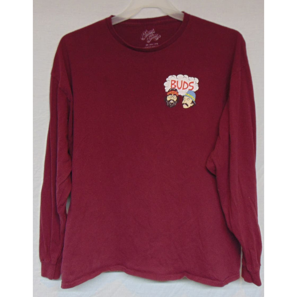 Cheech & Chong Buds Long Sleeve tee Shirt Maroon Vintage 2XL XXL Up In Smoke